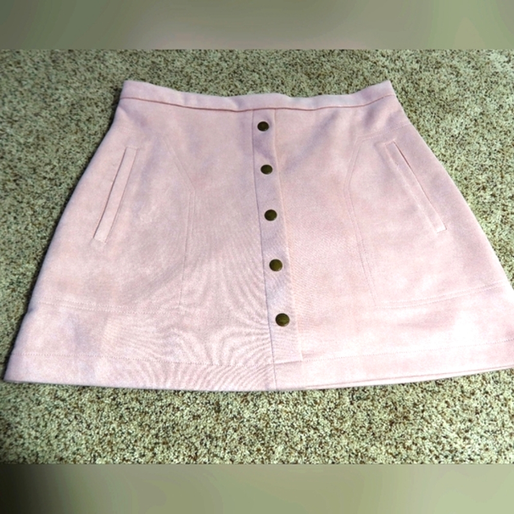 HYFVE Powder Pink Suade A-line Mini Skirt Large